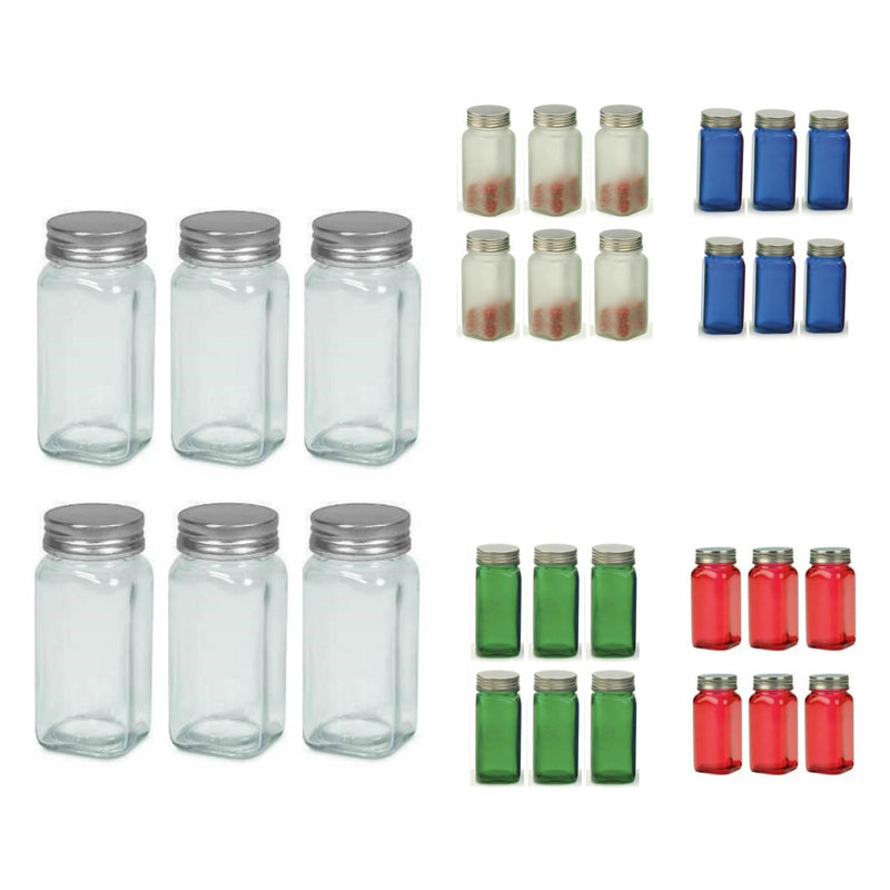 Rsvp Square Glass Spice Jar Set Of 6 Choose Color Now Cooking 1691