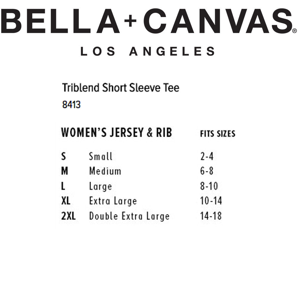 Bella Canvas Triblend Size Chart
