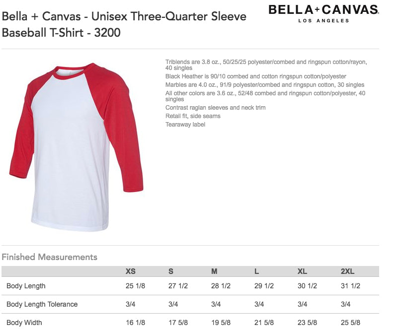 Bella Canvas Sweatshirt Size Chart