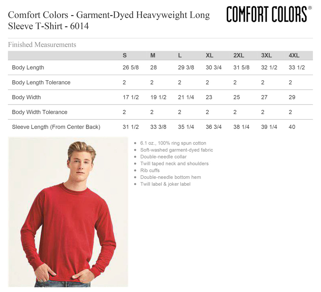 Comfort Colors Long Sleeve Size Chart