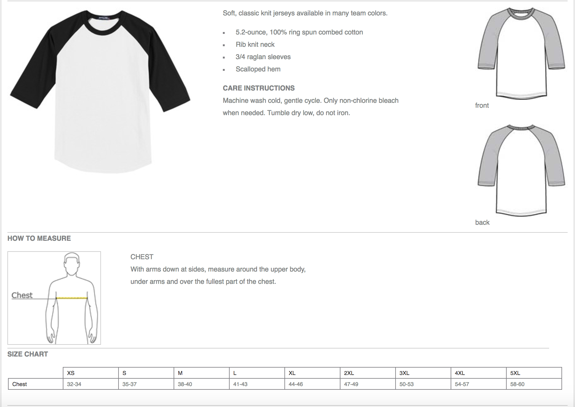 Sport Tek Raglan Size Chart