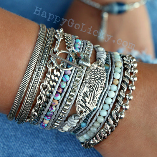 Boho Stacking Bracelets in Sterling Silver by HappyGoLicky Jewelry