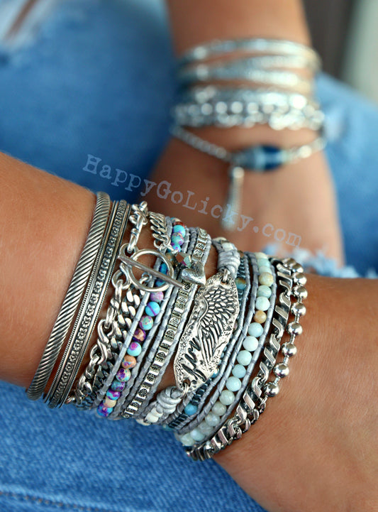 Boho Stacking Bracelets in Sterling Silver by HappyGoLicky Jewelry