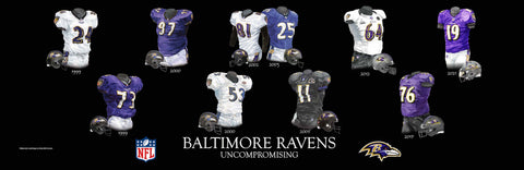 Baltimore Ravens uniform evolution poster