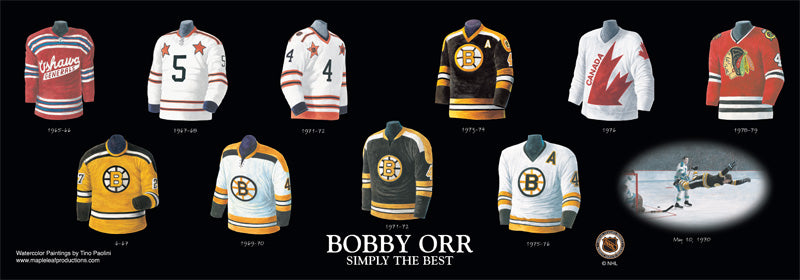 Bobby Orr Boston Bruins 1966-67 jersey artwork, This is a h…