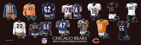 Chicago Bears uniform evolution poster