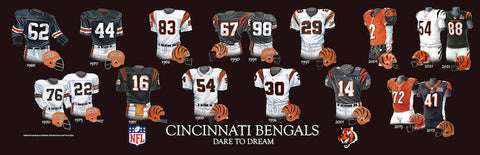 Cincinnati Bengals uniform evolution poster