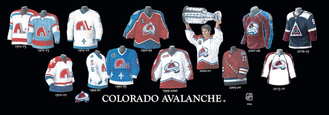  The Greatest-Scapes Personalized Framed Evolution History  Colorado Avalanche Uniforms Print with Your Photo