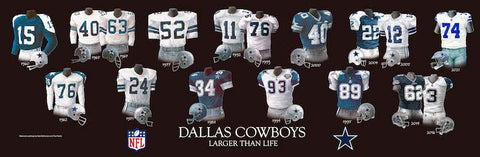 Dallas Cowboys uniform evolution poster