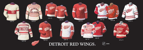Detroit Red Wings uniform evolution poster