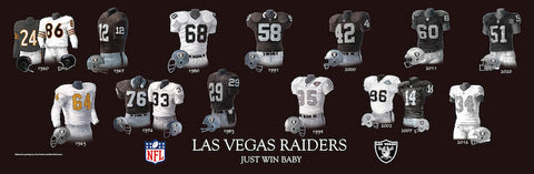 Las Vegas Raiders uniform evolution poster