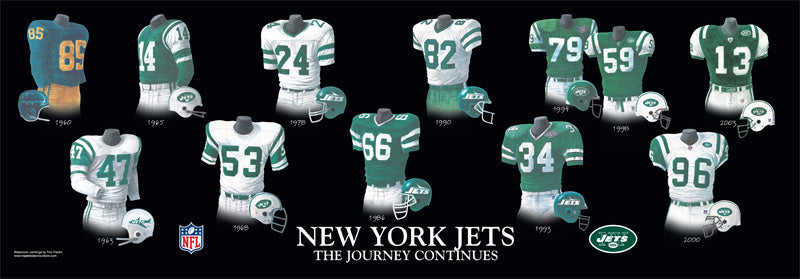 New York Jets 1990 uniform artwork, This is a highly detail…