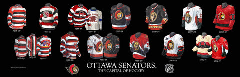 Ottawa Senators uniform evolution poster