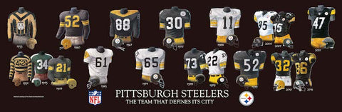 Pittsburgh Steelers uniform evolution poster