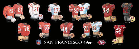 San Francisco 49ers uniform evolution poster