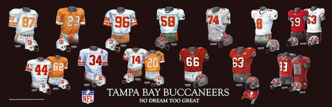 Tampa Bay Buccaneers uniform evolution poster