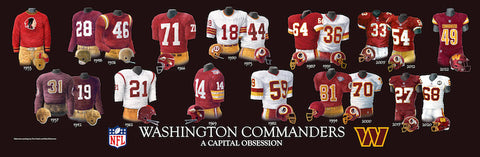 Washington Commanders uniform evolution poster