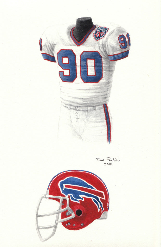 NFL Buffalo Bills 1990 uniform art – Heritage Sports Art