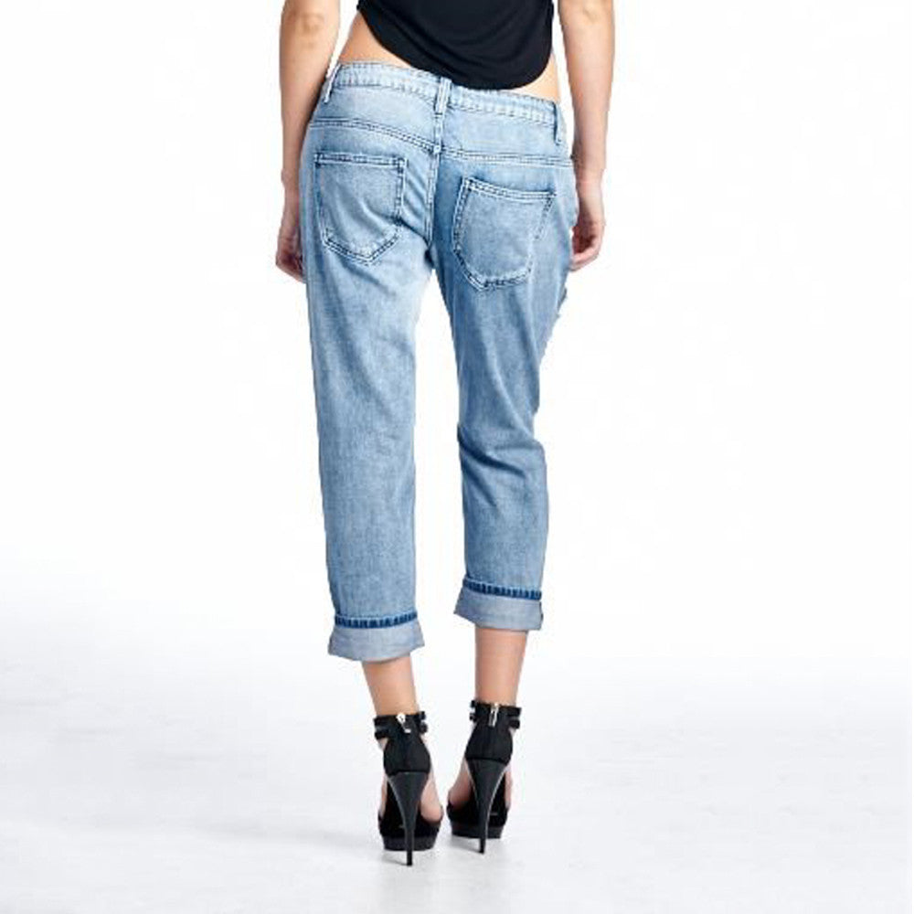 The Relaxed Fit Patched With A Red Plaid Fabric Denim Jean Pant ...
