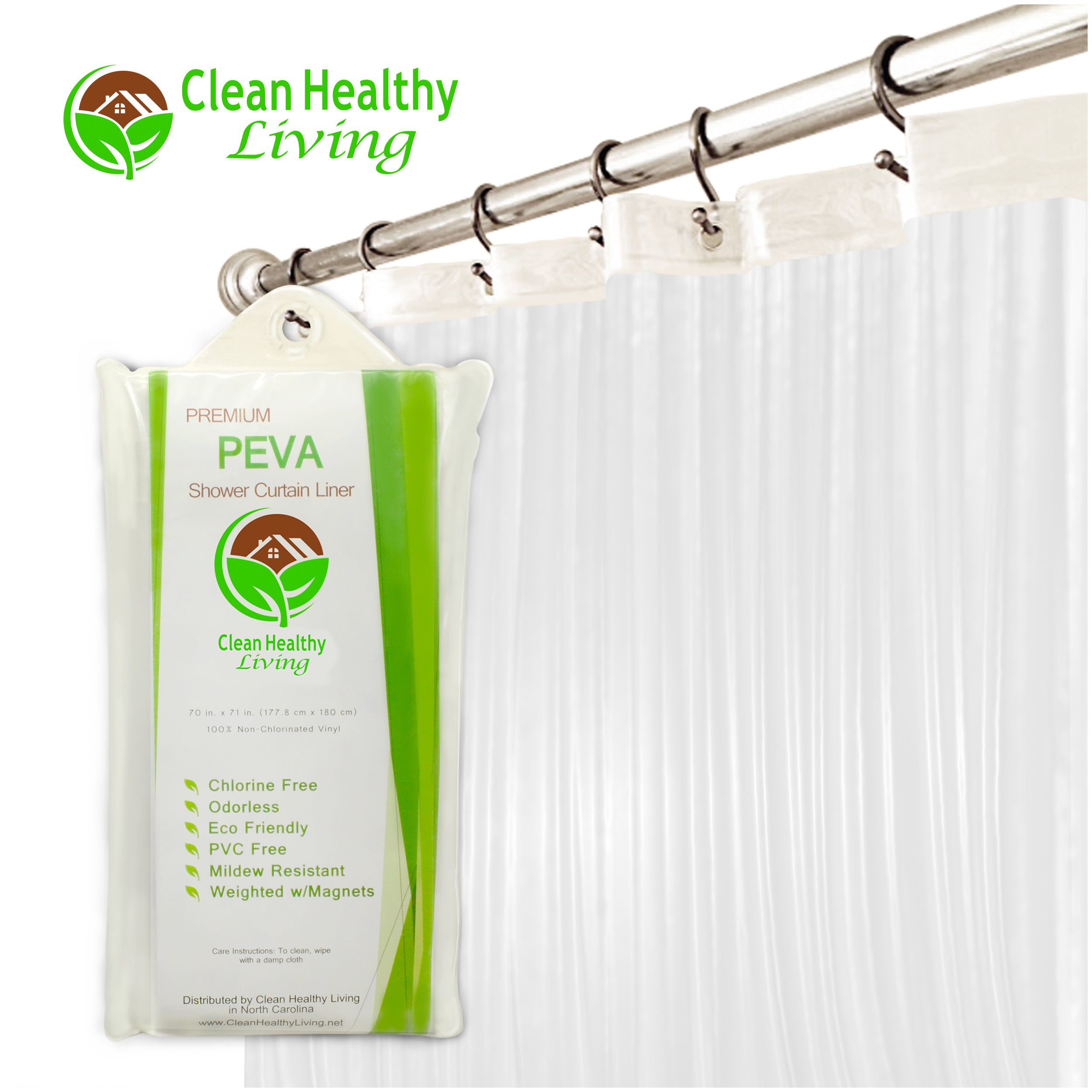 Premium PEVA Shower Liner - Clear  Clean Healthy Living