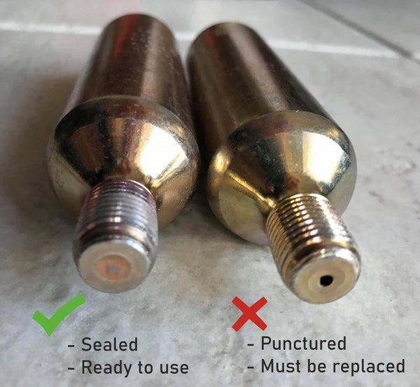 Lifejacket cylinders before and after use, used lifejacket cylinder, used lifejacket cartridge, lifejacket cartridge