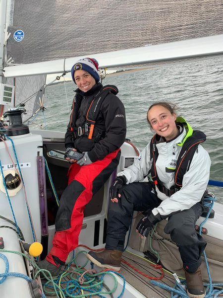 TeamO Marine Lifejackets being worn by the crew of Corby 29 Cutlass as part of the partnership between TeamO and the RNSA Royal Naval Sailing Association 