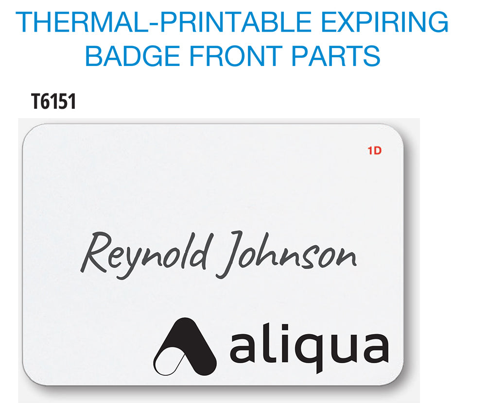 Thermal printable Expiring badge front part