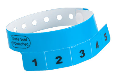 5 Tab Voucher Blue Vinyl Wristband