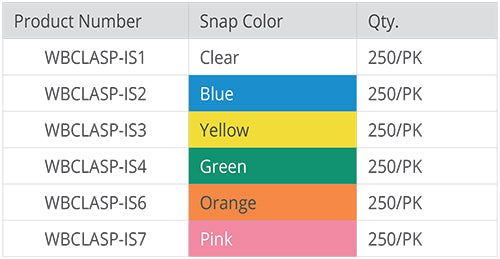 Colors listed for ISOLATION Alert Clasps