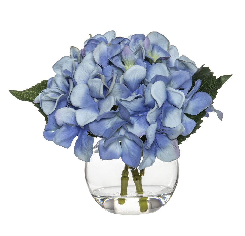 Small Blue Hydrangea In Sphere Vase – LUXE FURNITURE & HOMEWARES