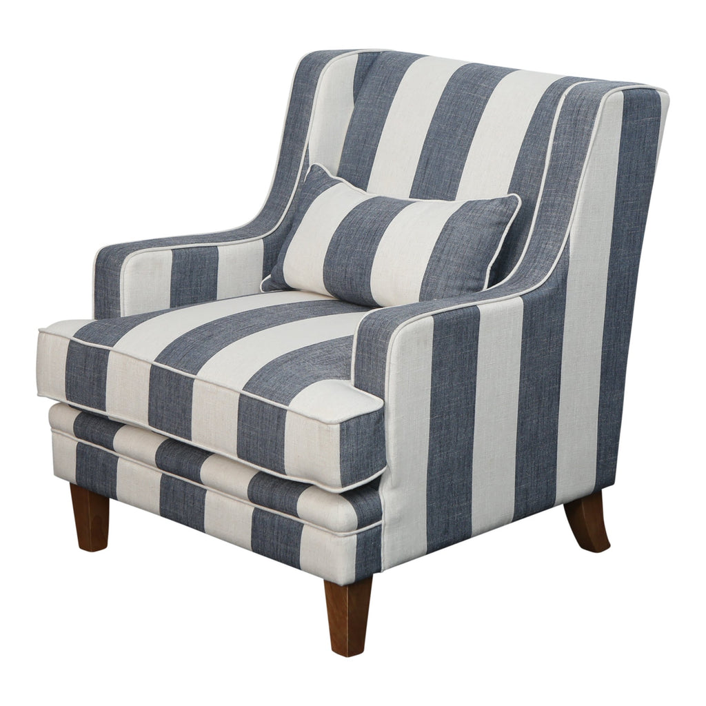 blue striped armchair