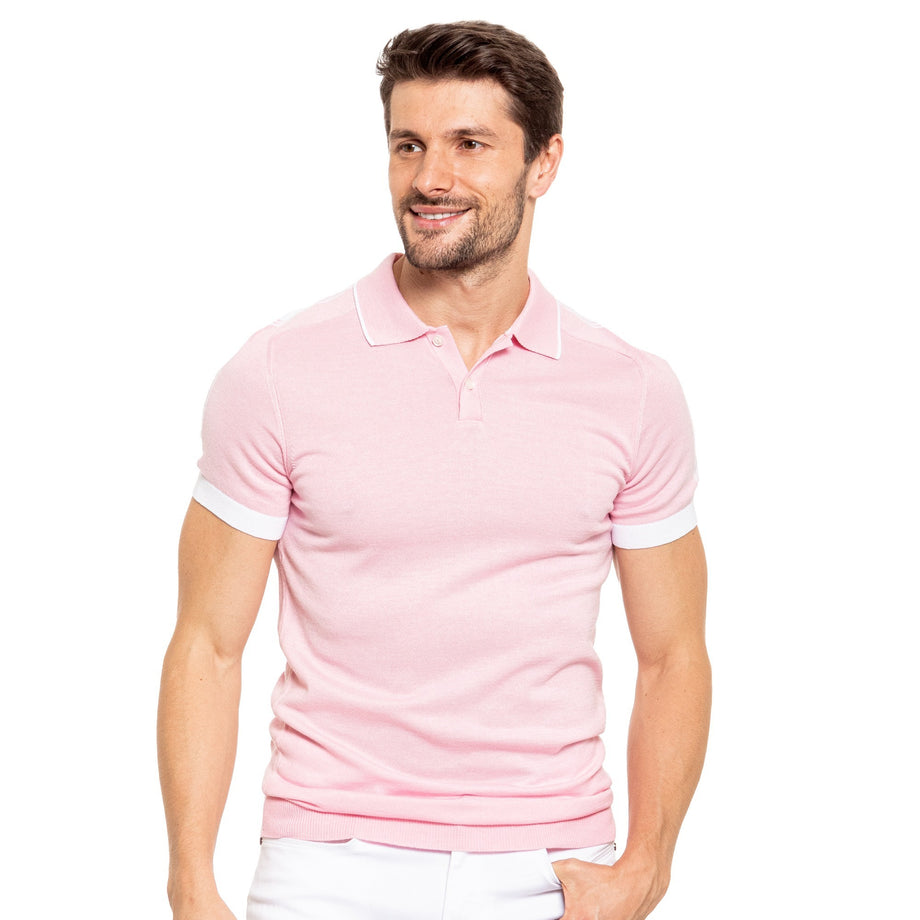 Zig Zag Knit Polo - Pink – Eight-X