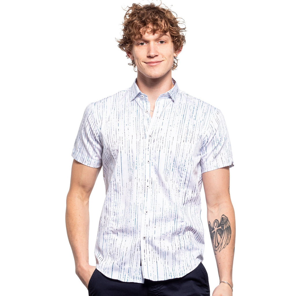 Eight-X Designer Dress Shirts Dot Print Short Sleeve Shirt