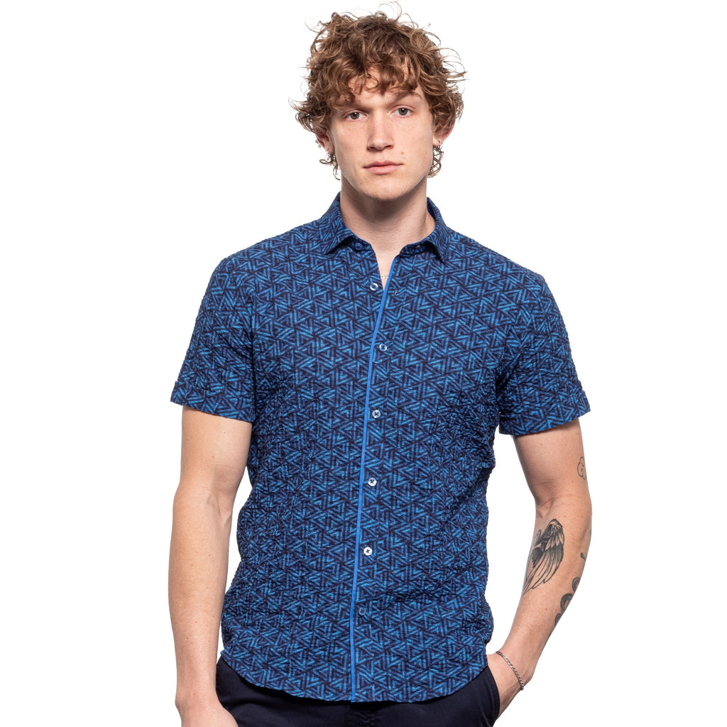 Eight-X Designer Dress Shirts Dot Print Short Sleeve Shirt