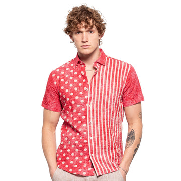 Eight-X Designer Dress Shirts Dot Print Short Sleeve Shirt