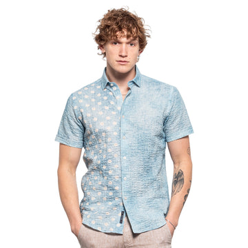 Eight-X Designer Dress Shirts Dot Print Short Sleeve Shirt