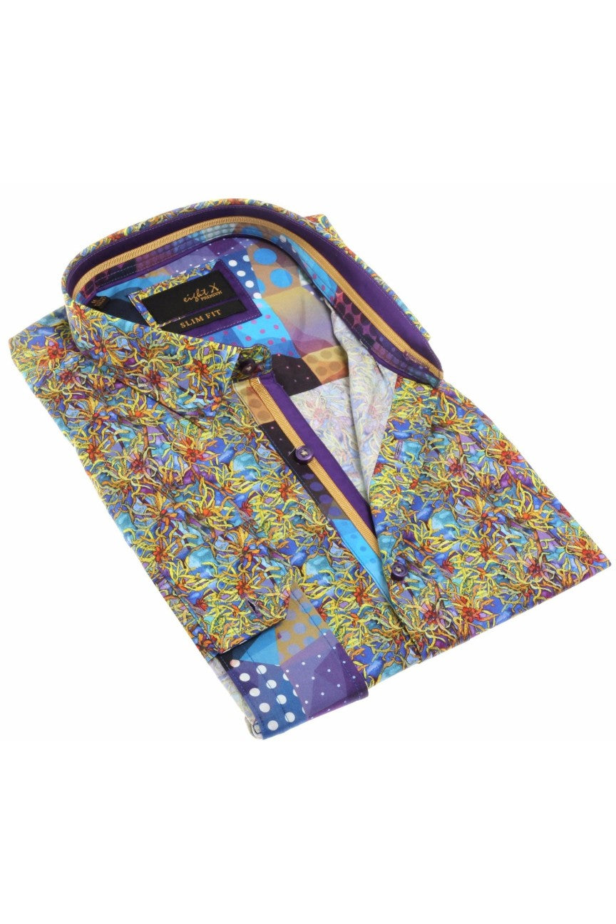 DIGITAL PRINT SHIRT W/ TRIM - Eight-X