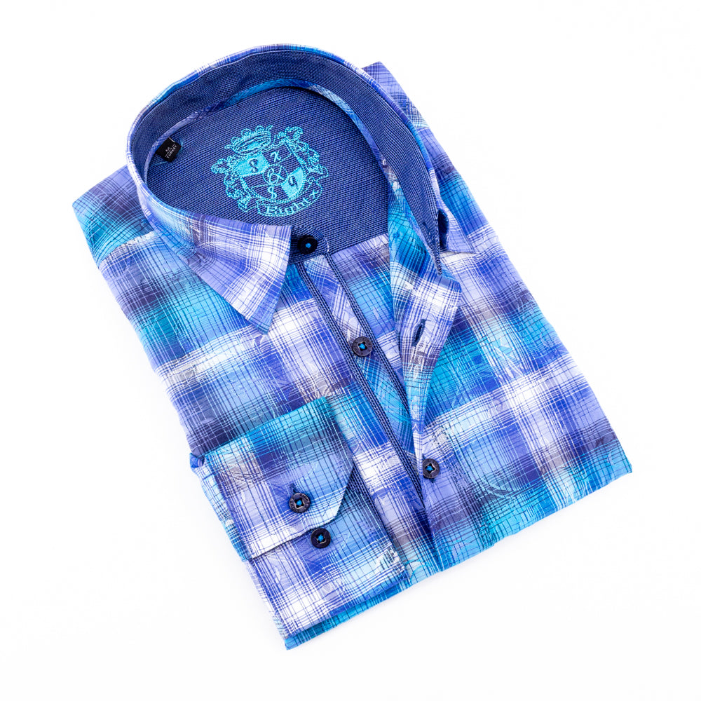 Eight-X | Designer Dress Shirts | Paisley Over Checkered Jacquard