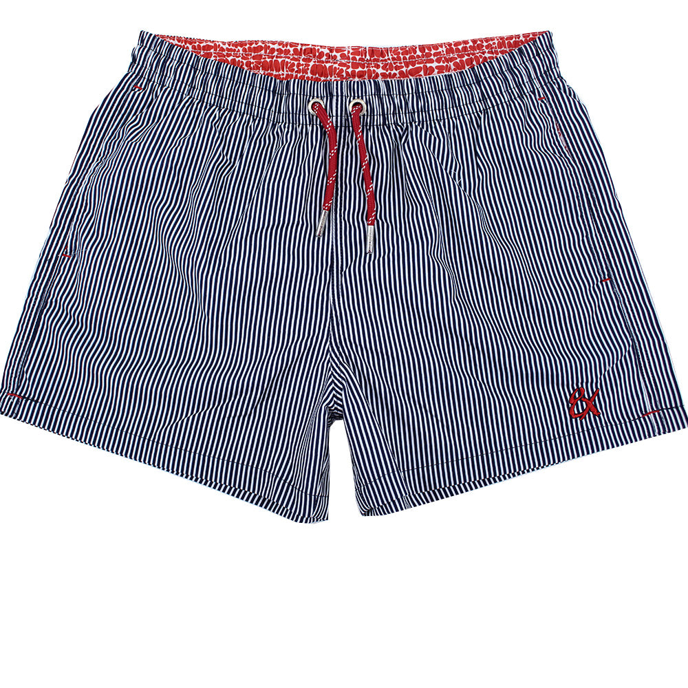 Red Stripe Print Swim Trunks – Eight-X