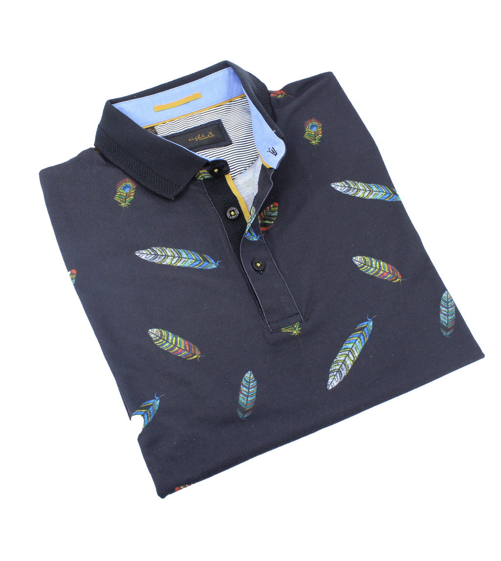 Polos, Polo Con Estampado Floral Negro