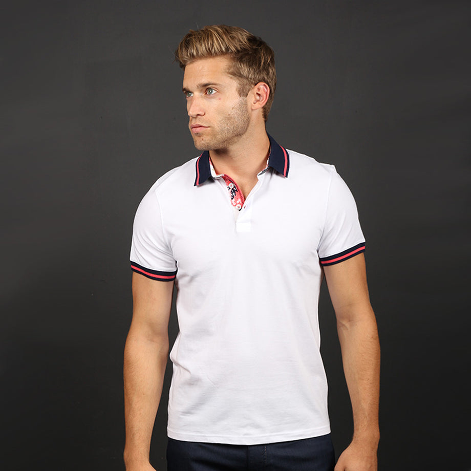 Camisa Camisetas Polo Rojo Blanco de Rayas Elegante Ropa Casual Para  Hombres