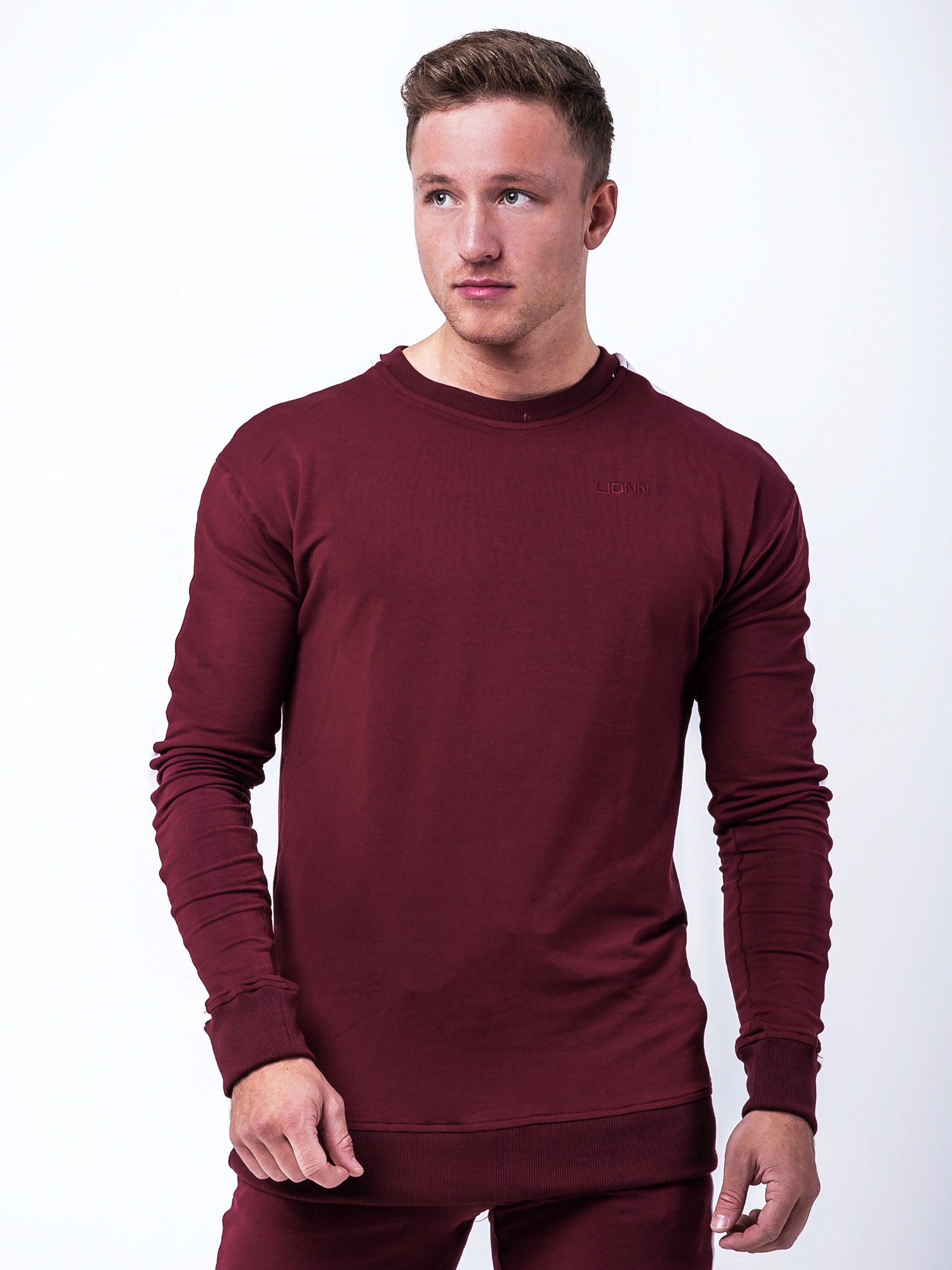 Fitted Side Panel Sweatshirt Maroon and White – Lionn