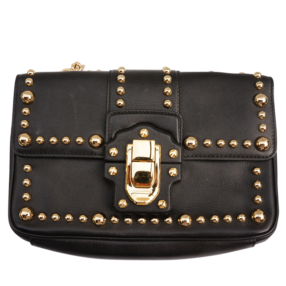 Dolce & Gabbana Studded Leather Lucia Chain Crossbody Bag – 