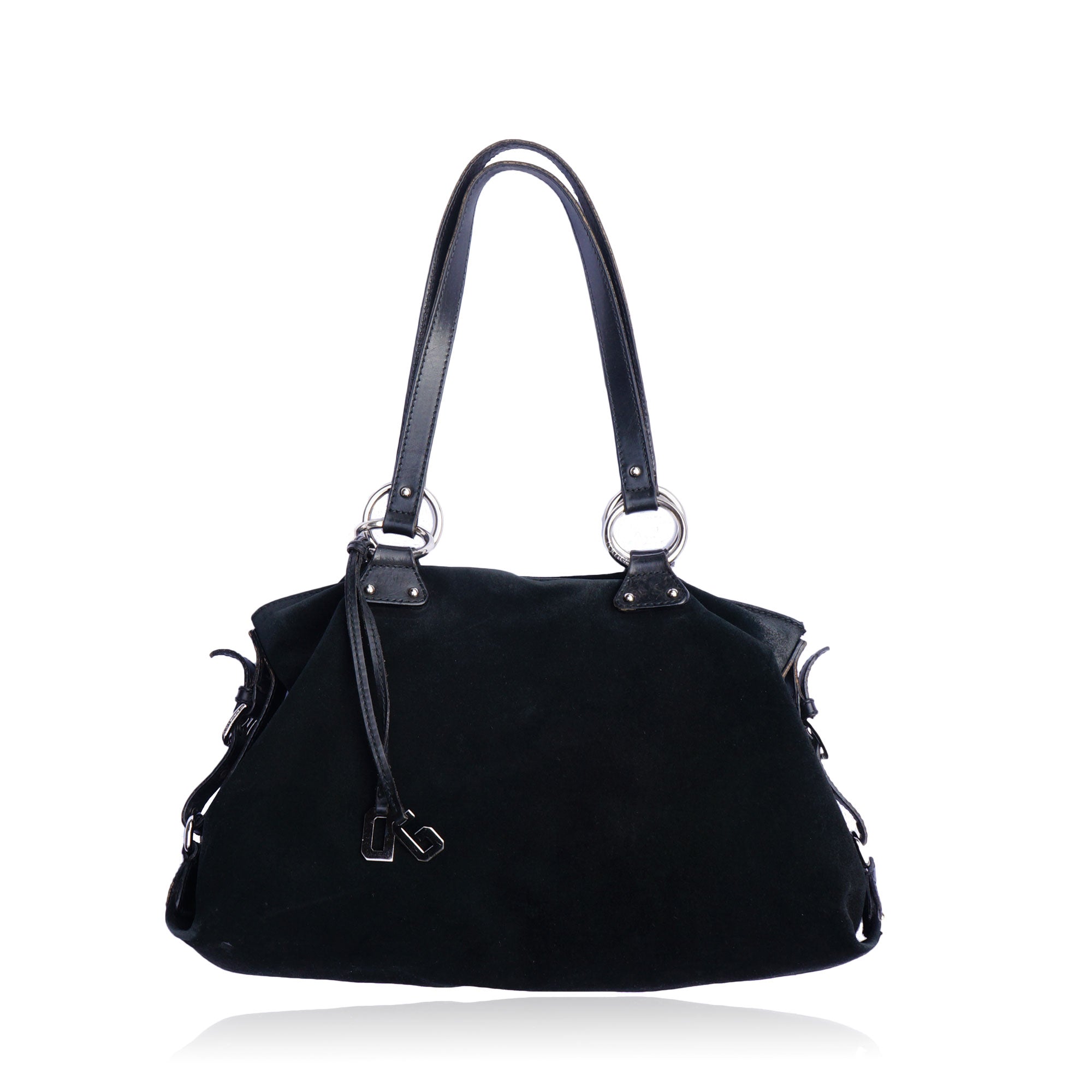 DOLCE & GABBANA BLACK SUEDE SHOULDER HOBO BAG – 