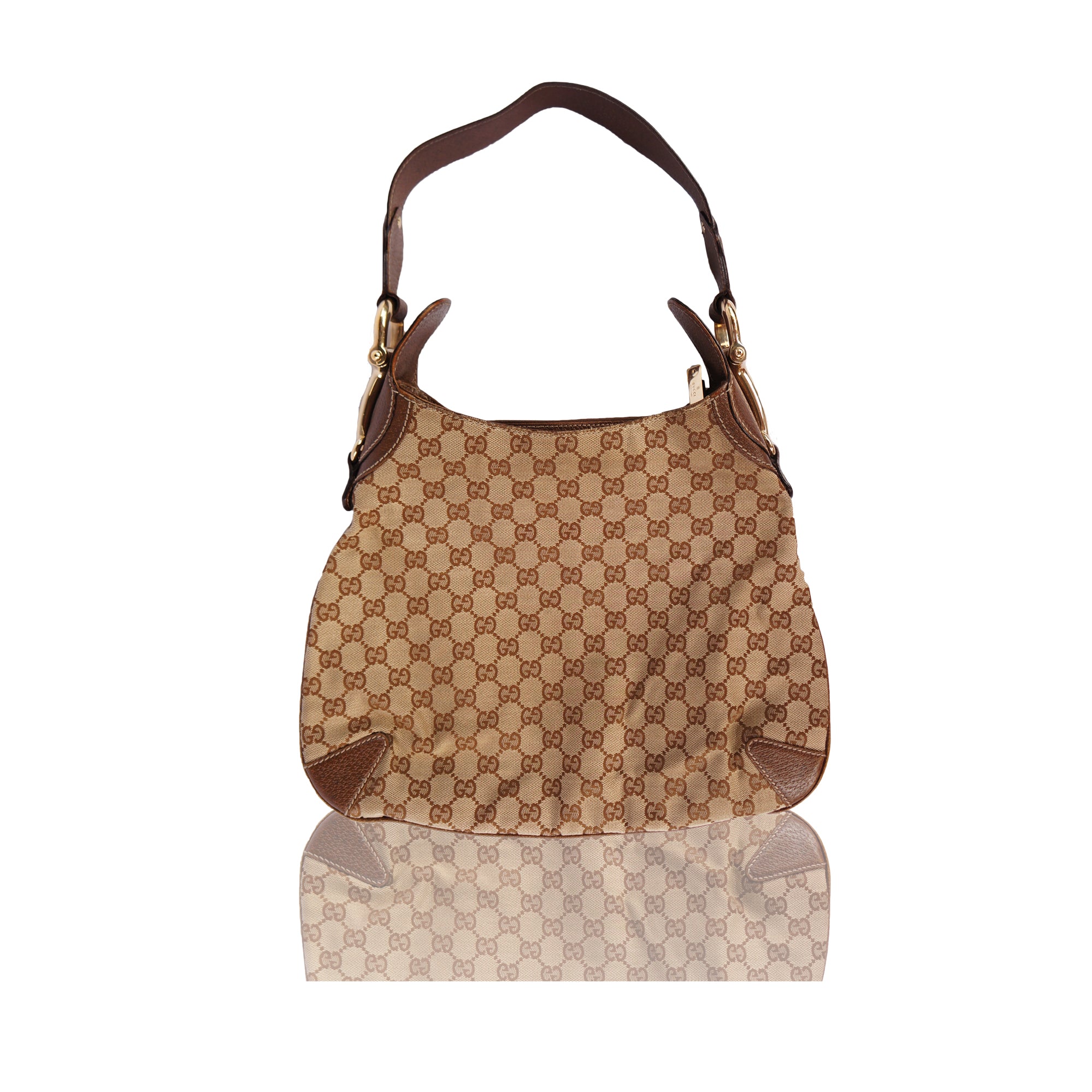 GUCCI GG CREOLE CANVAS LEATHER HOBO BAG – 0