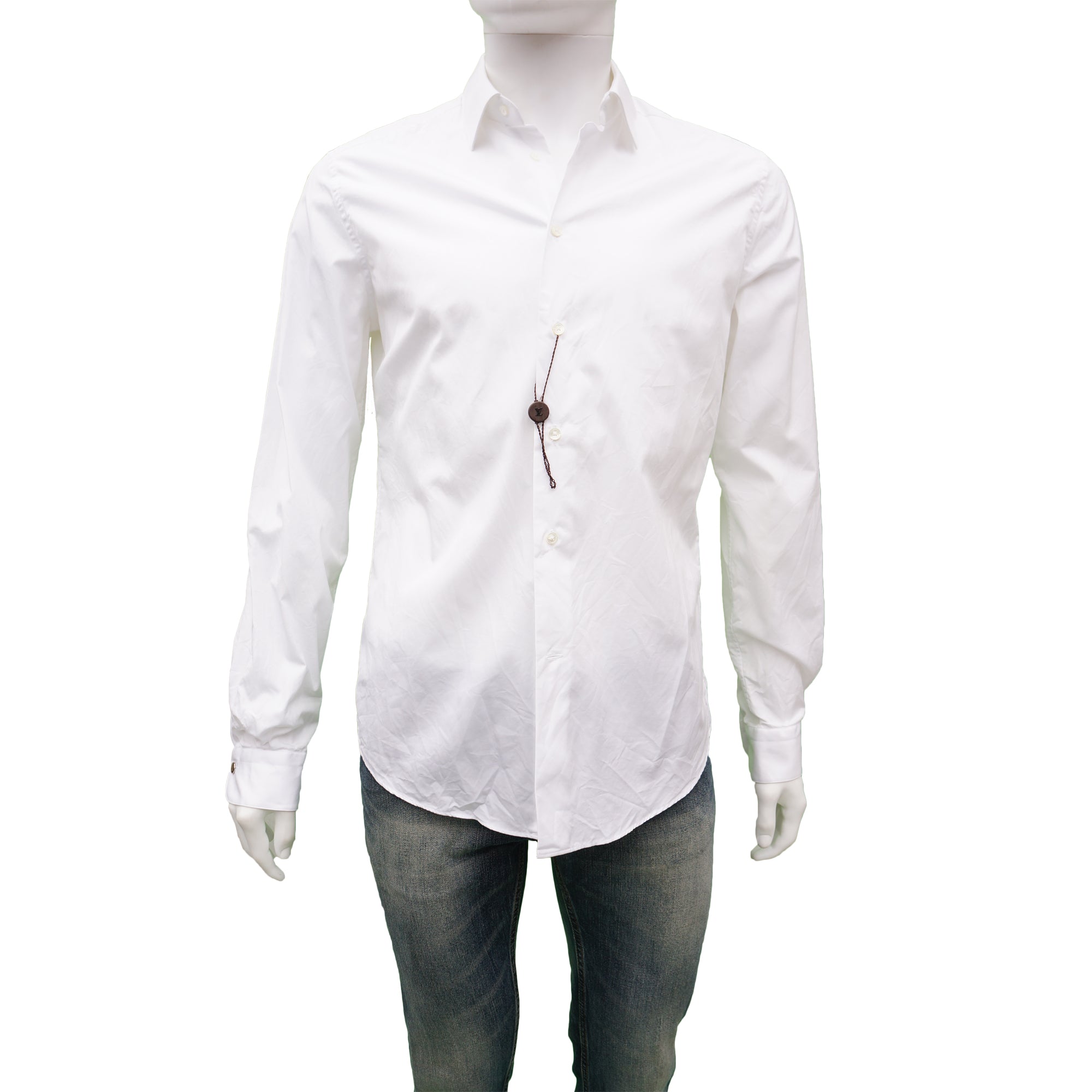 LOUIS VUITTON WHITE COTTON ROUND CUFF DRESS SHIRT – 0