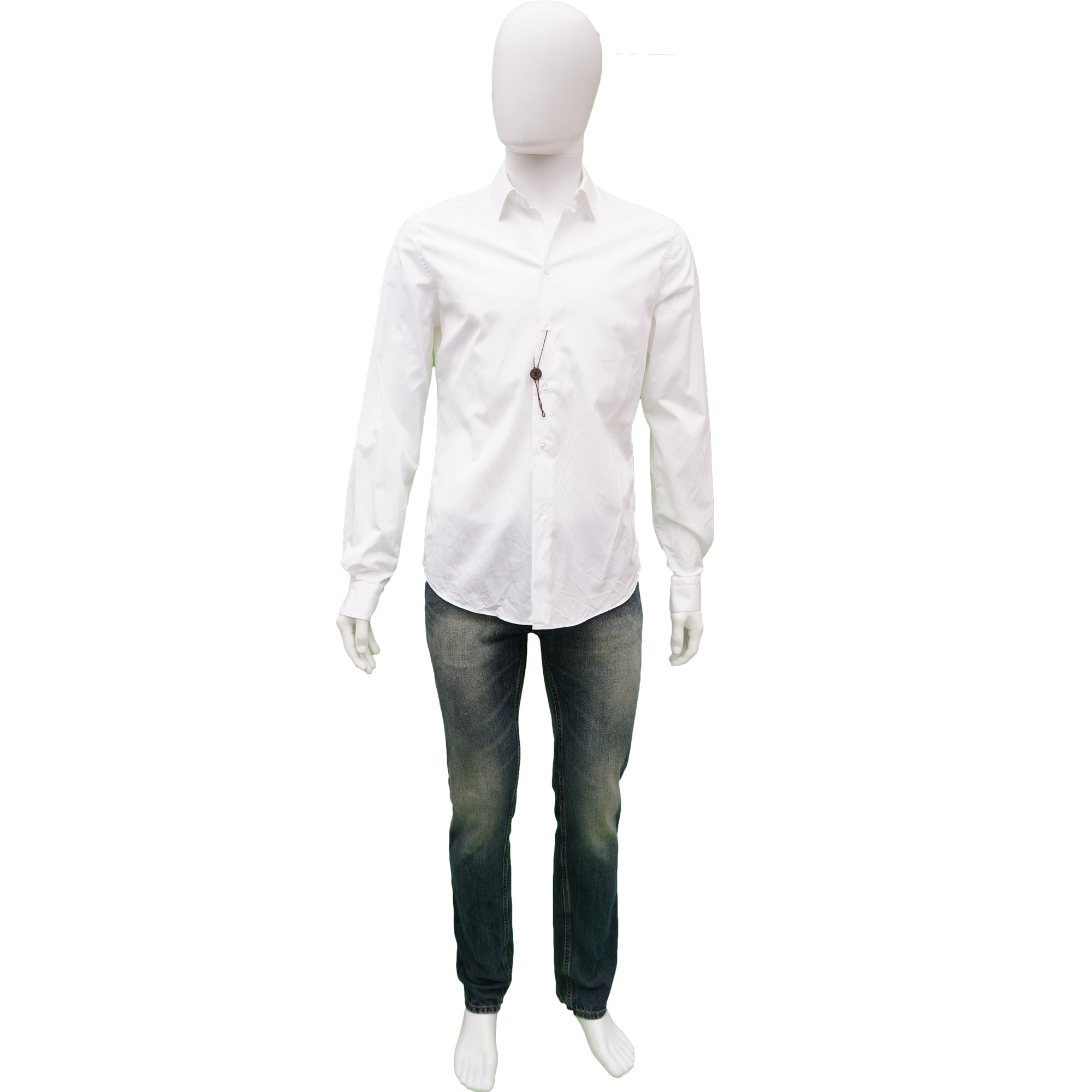 LOUIS VUITTON WHITE COTTON ROUND CUFF DRESS SHIRT – 0