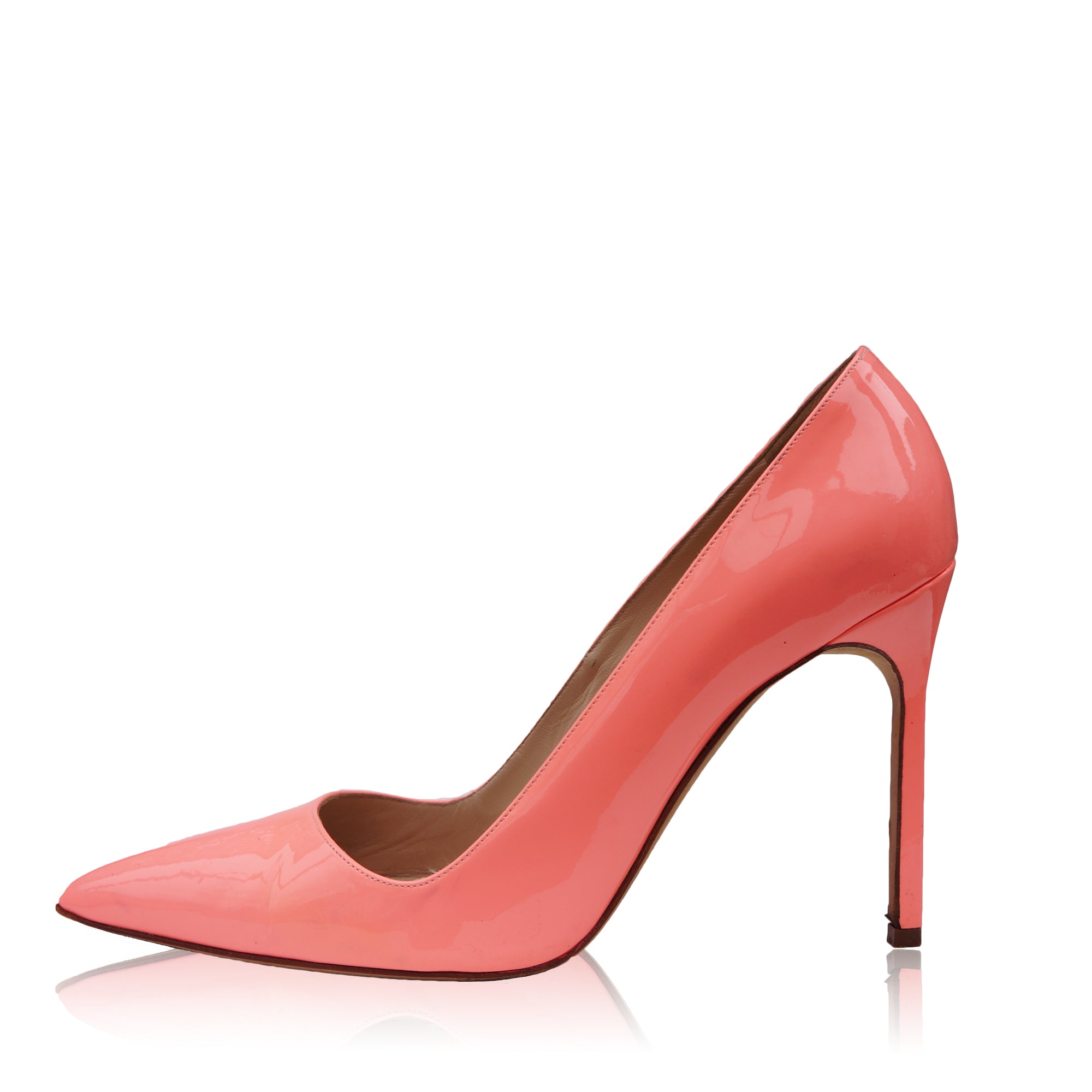 coral leather pumps