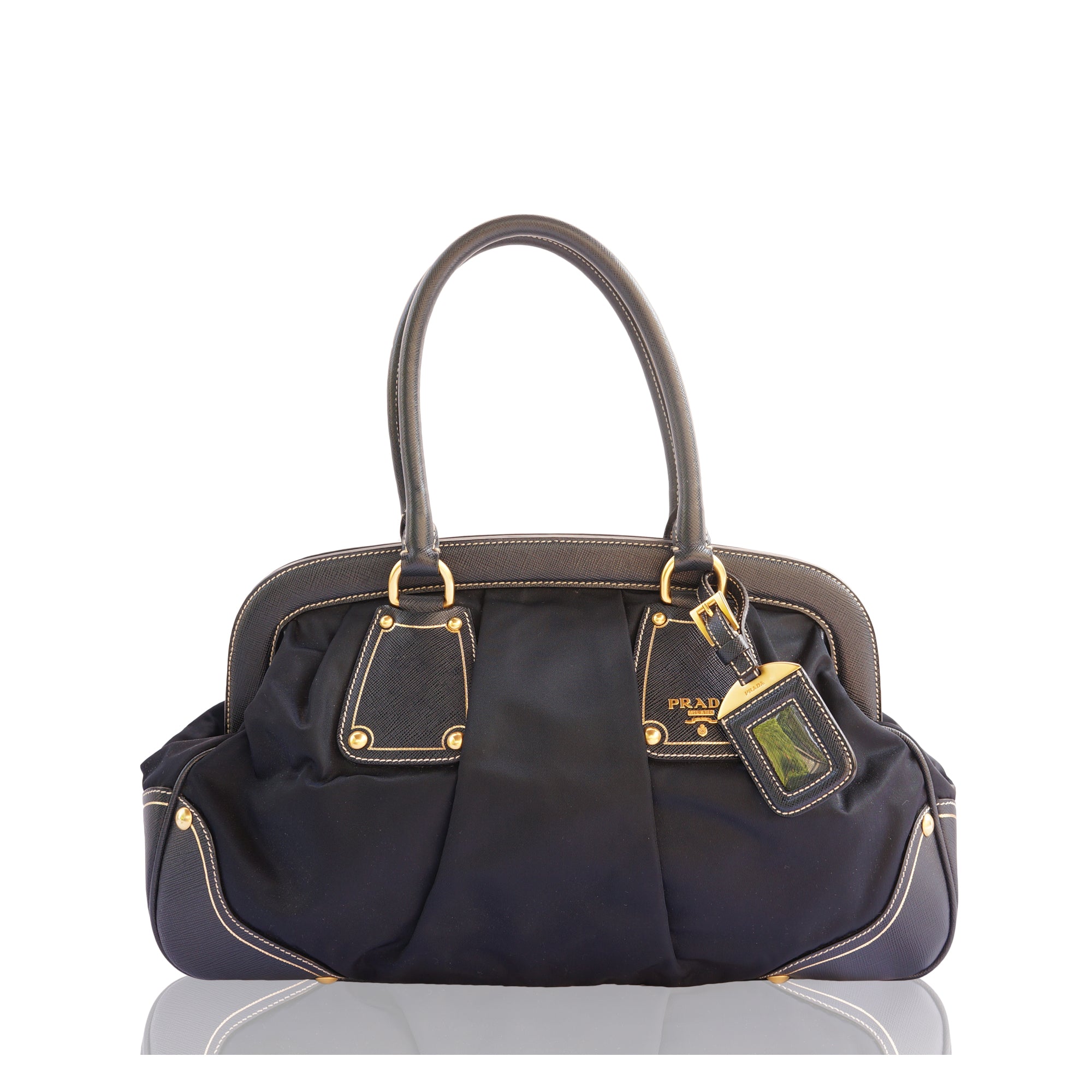 PRADA TESSUTO NAVY FRAME DOME BAG – 