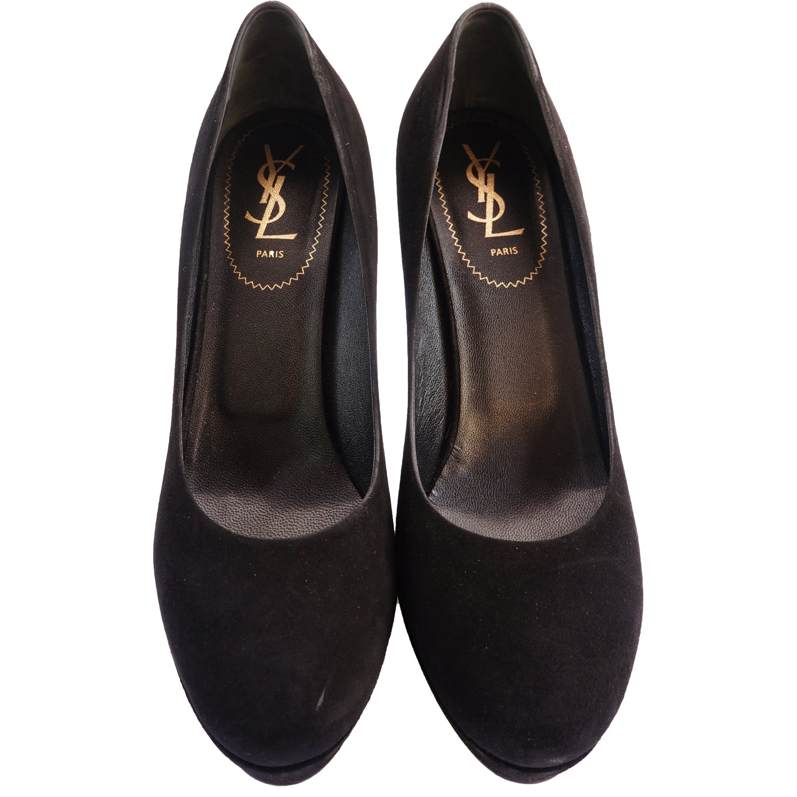 YVES SAINT LAURENT SUEDE PLATFORM PUMPS – leefluxury.com